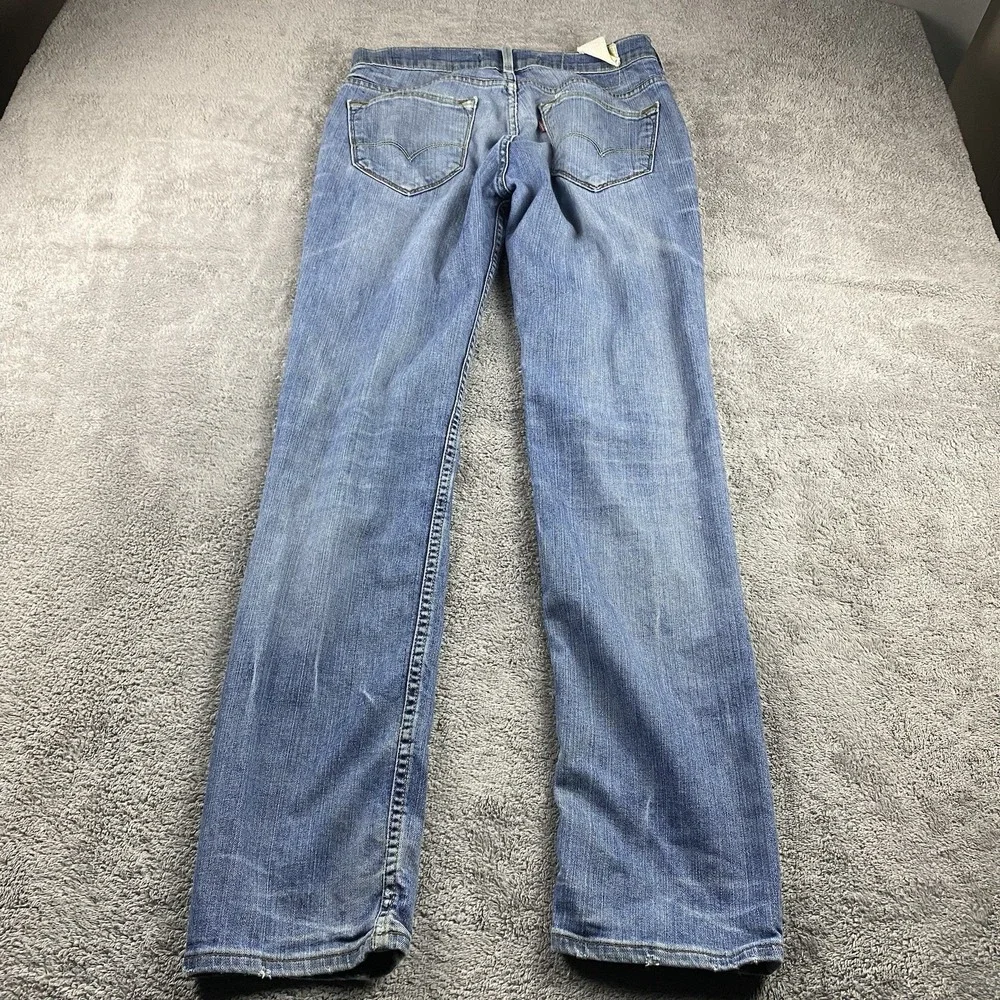 Levi's 519 Slim Jeans Mens 32X34‎ Blue Medium Wash Low Rise Distressed